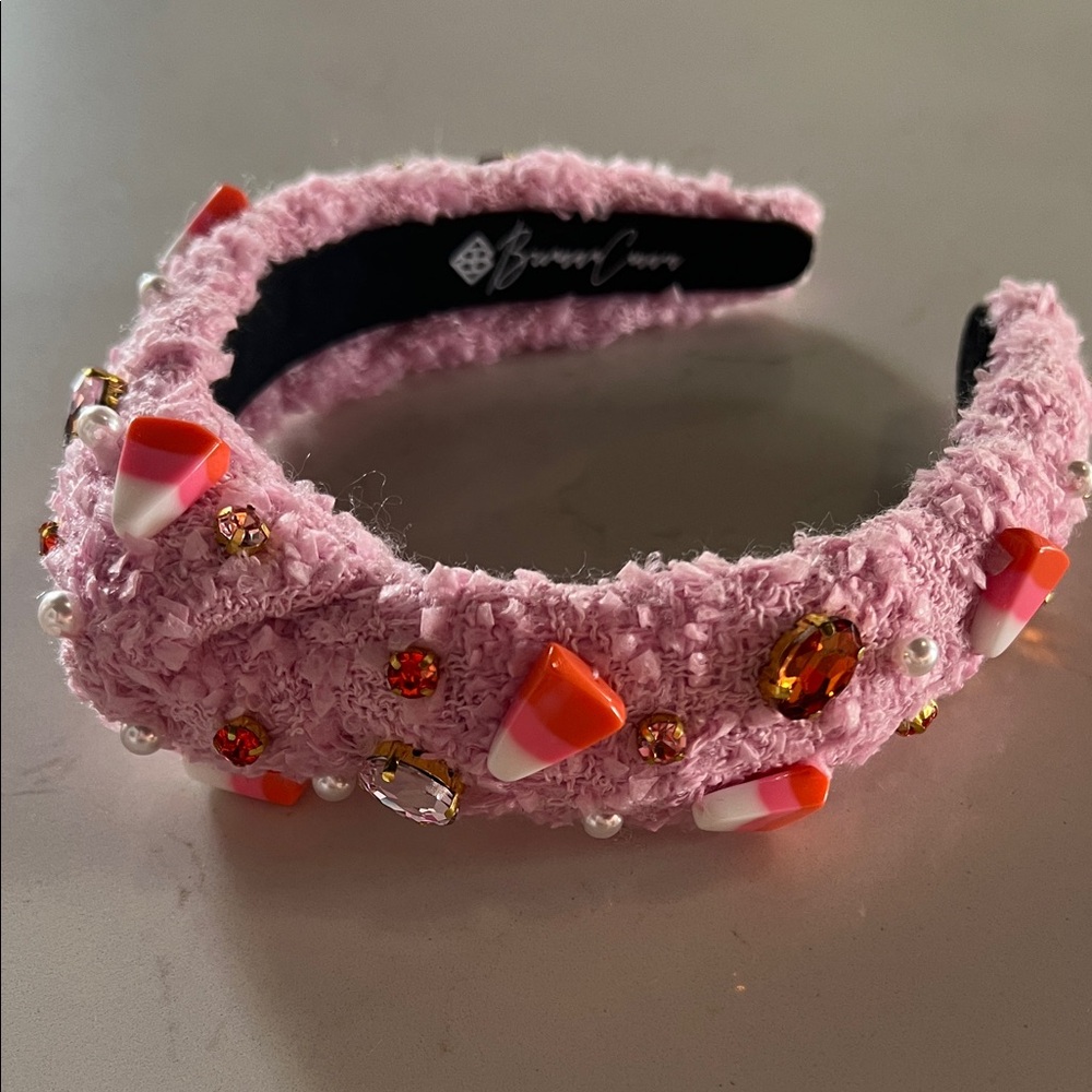 KIDS BRIANNA CANNON Pink Beaded Headband with Candy Corn Accents
